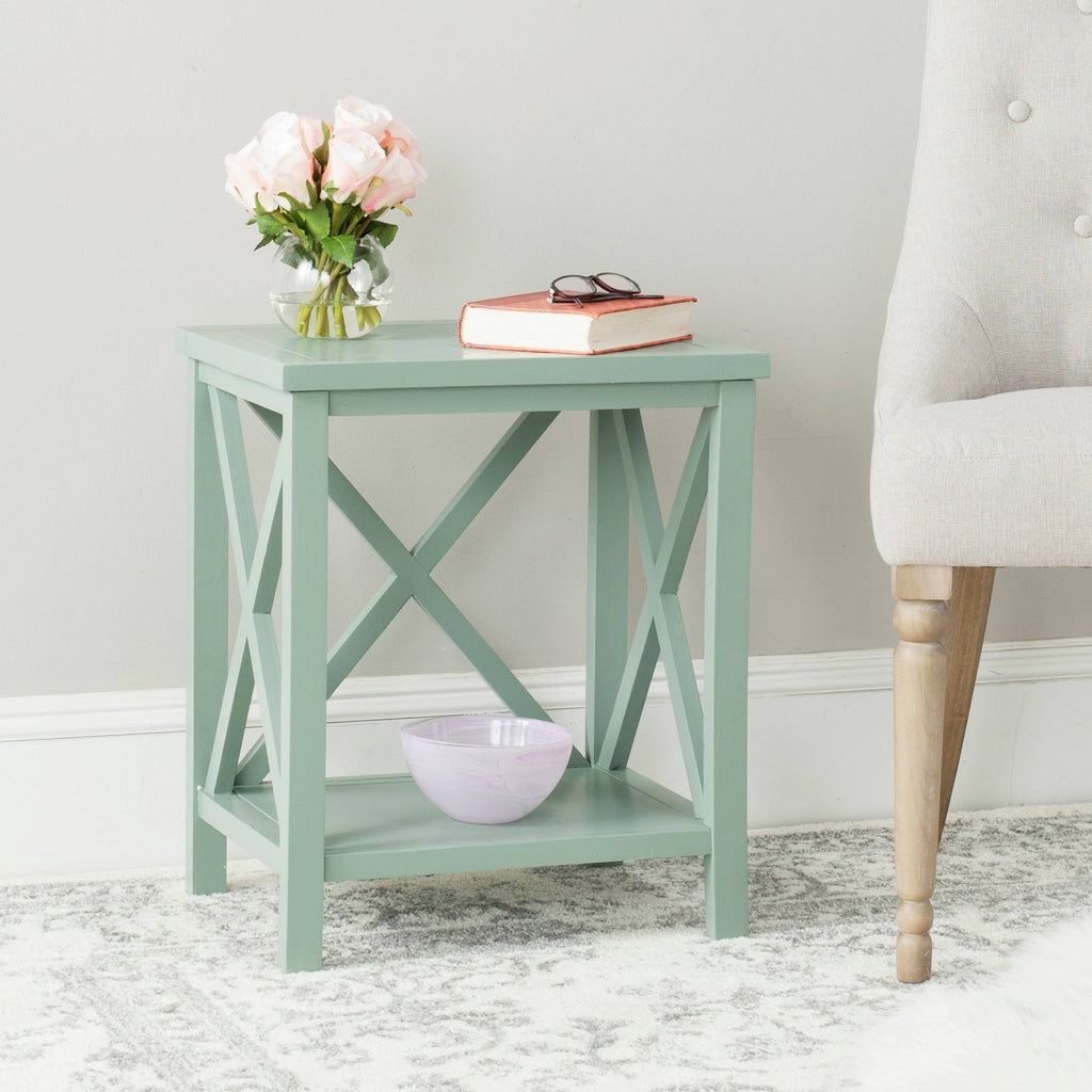 Dusty Green Cross Back End Table W165469