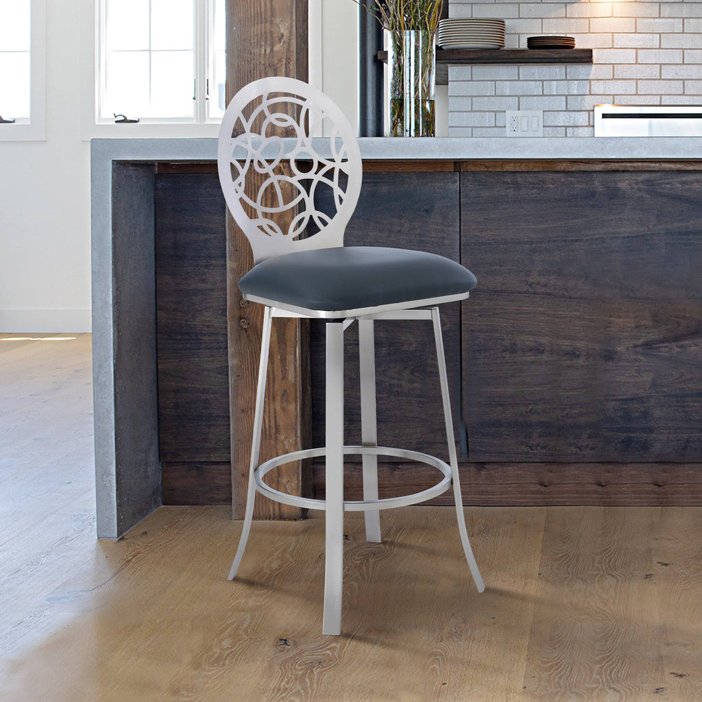 Grey Faux Leather Bar Height Barstool K971