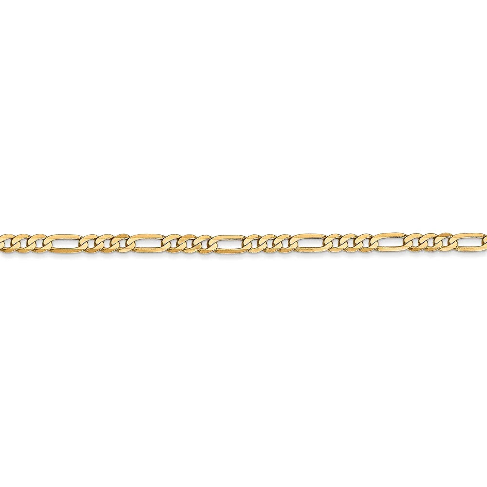 14kt Yellow Gold Flat Figaro Chain 24 inch Lobster Clasp G962