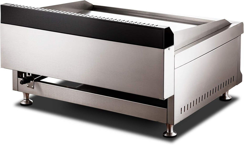 24-Inch Commercial Gas Griddle, 2-Burners Liquefied Propane Gas Flat Top Stainless Steel Countertop Manual Griddle C489