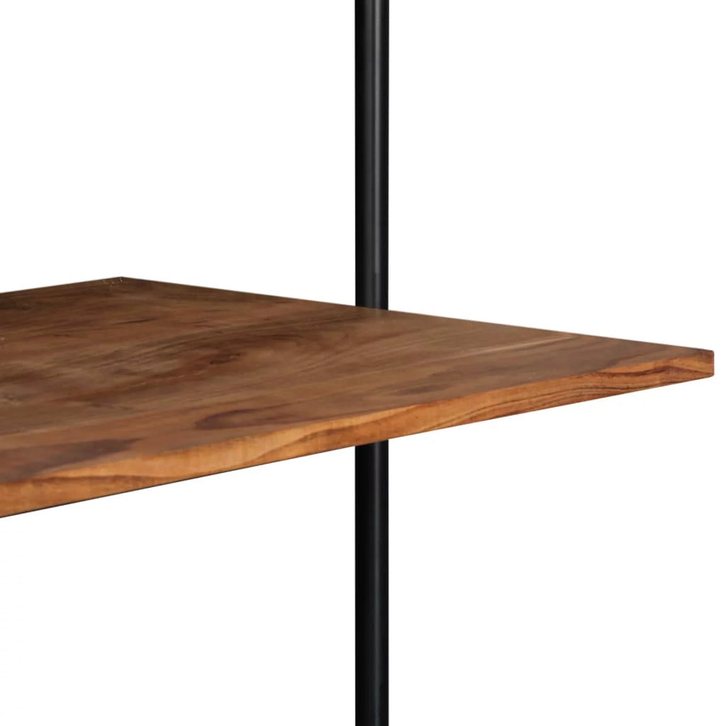 Wall Computer Desk with Storage Drawers and Book Shelf Acacia Wood Iron Frame Y472447