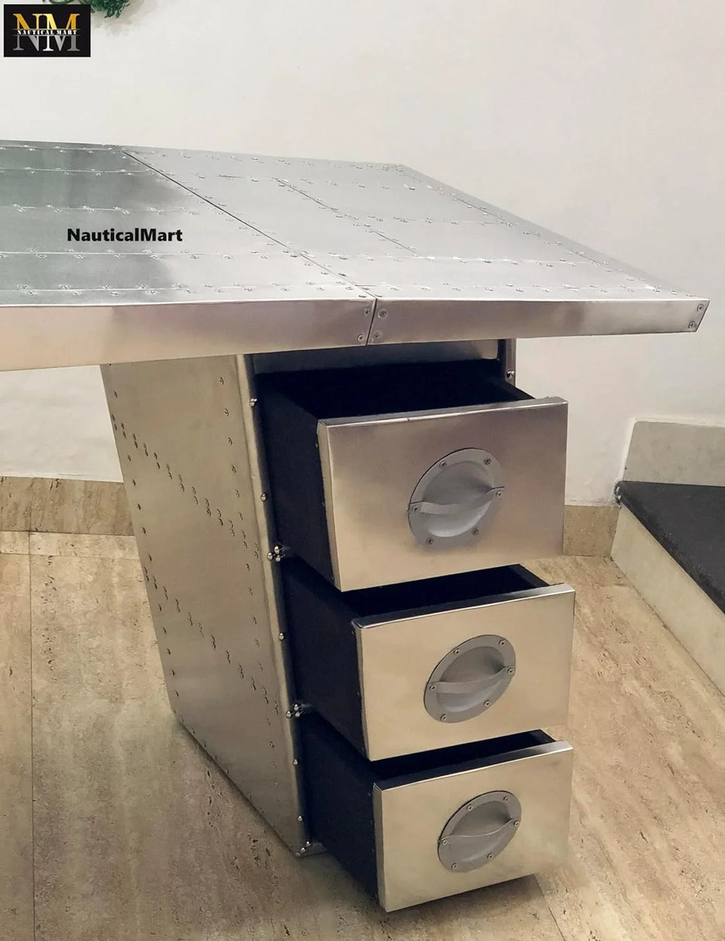 Aluminium Desk with Three Drawer 60 Inches O909