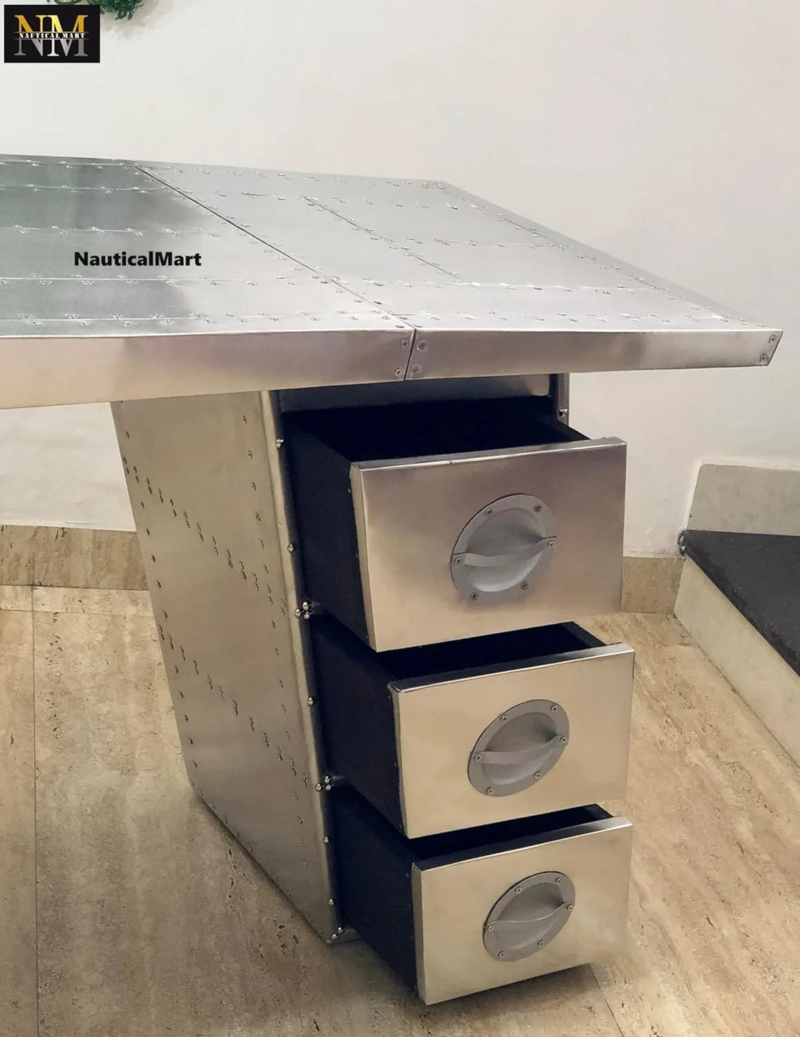 Aluminium Desk with Three Drawer 60 Inches O909
