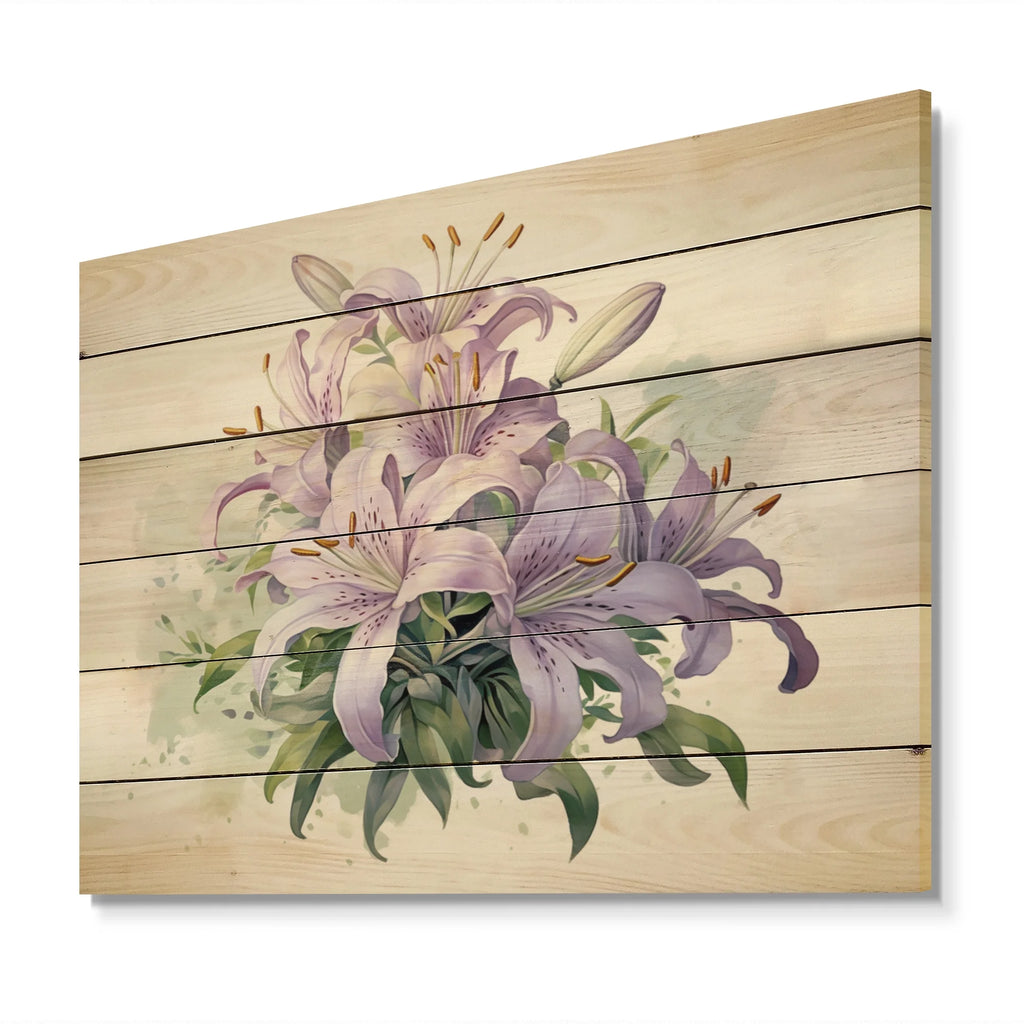 Floral Print on Natural Pine Wood Y484