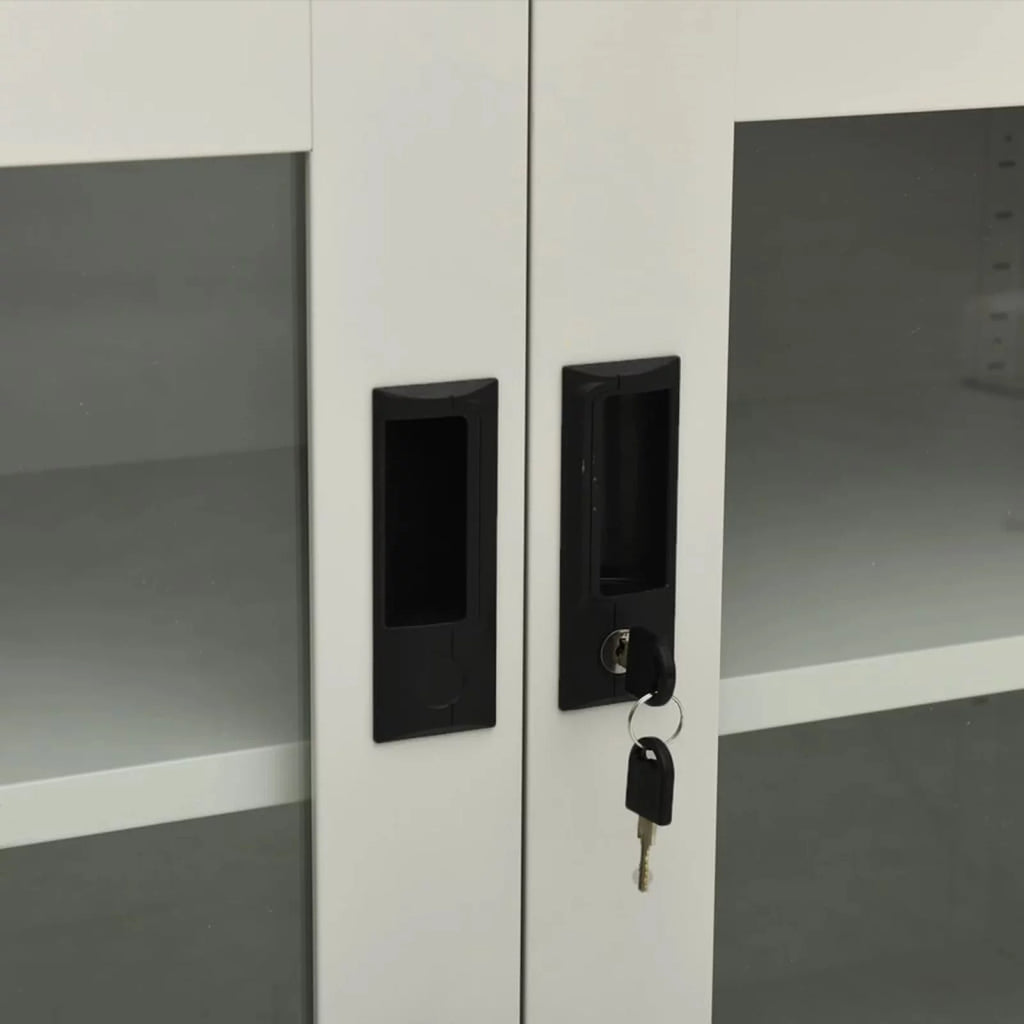 Light Gray 2 Glass Door Steel Filing Cabinet A83165
