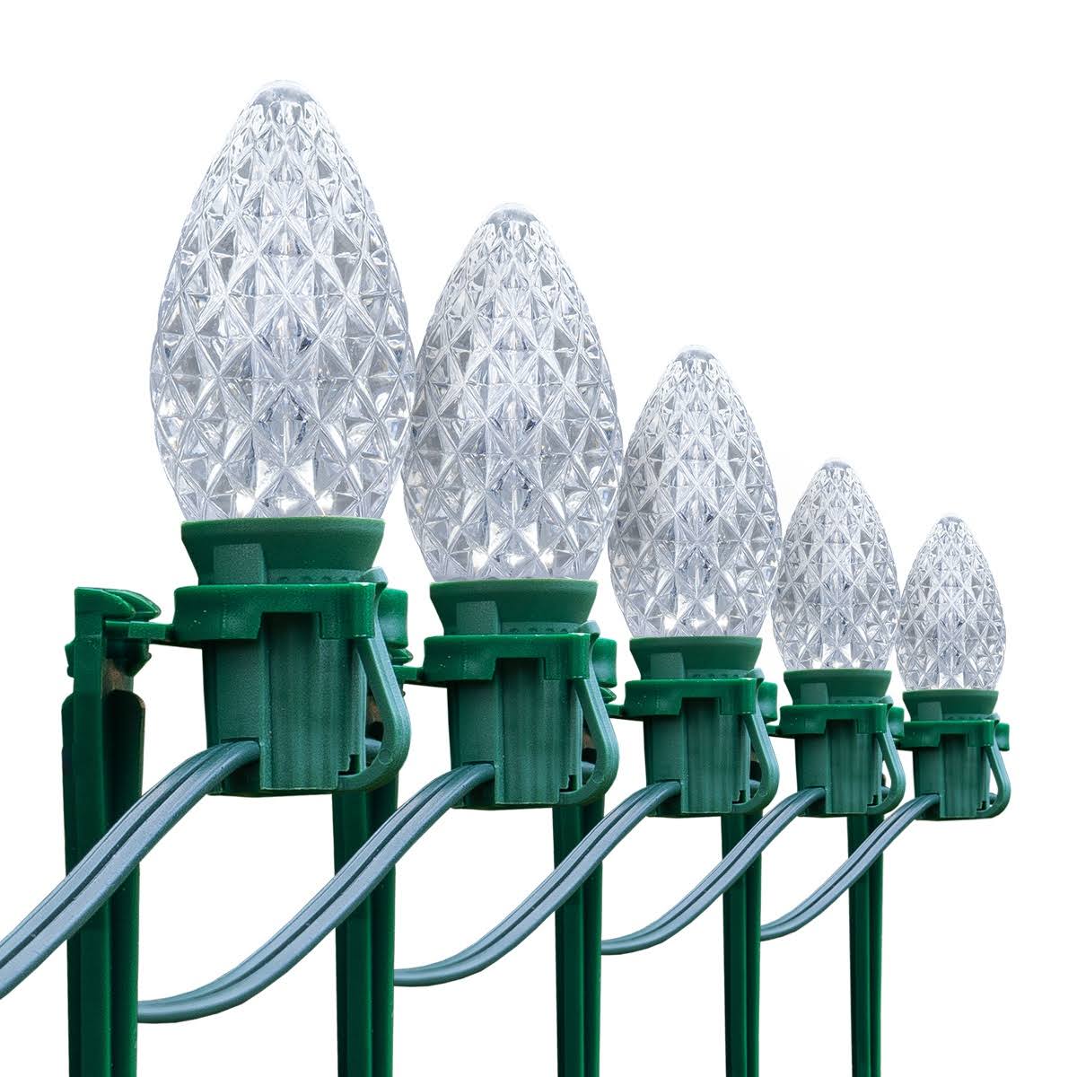 C7 Cool White OptiCore Christmas LED Pathway Lights, 100 Lights, 7.5 I Y241