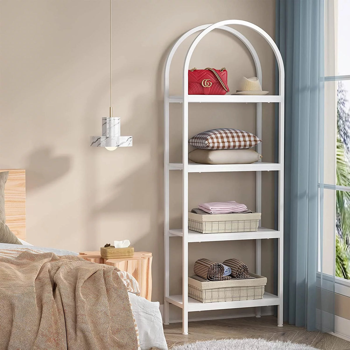 70.8 inches 4 Shelves White Wood Bookshelf G397779
