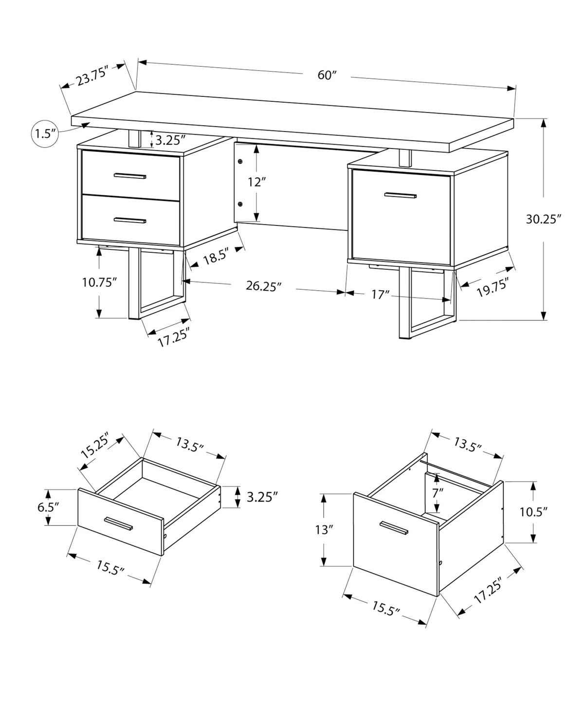 Computer Desk with 3 Storage Drawers S345330