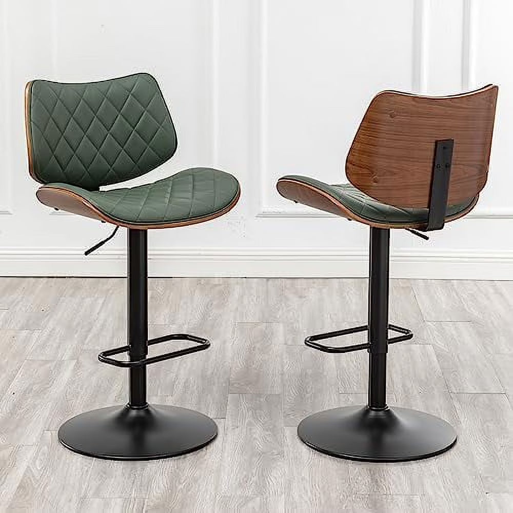 Beige Leather Swivel Stools Set of 2 Z492703