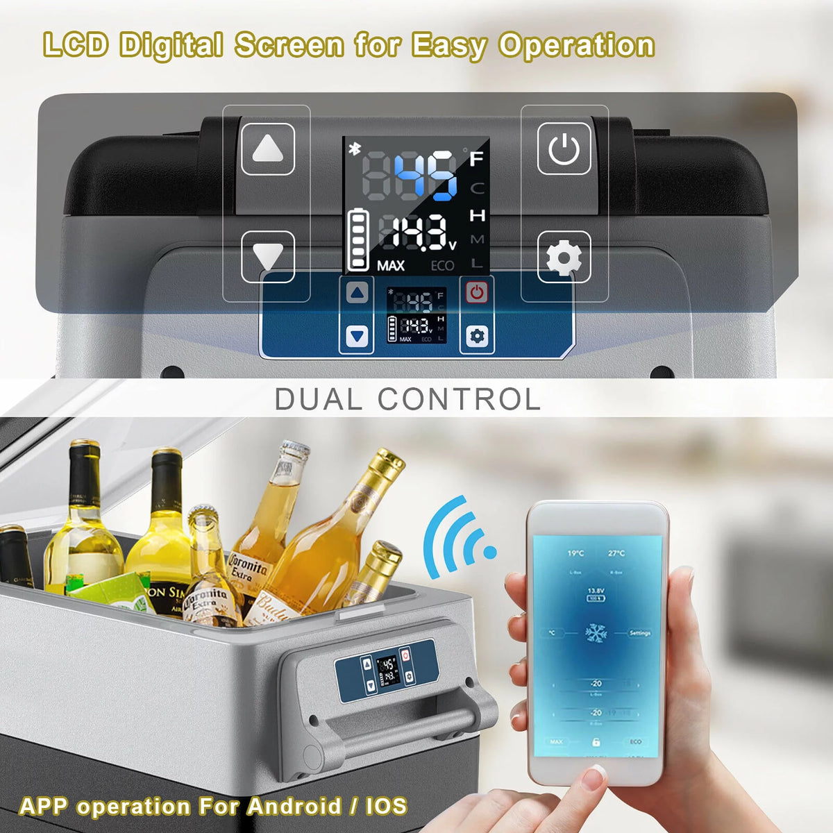 53 Quarts Portable Electric Car Cooler Refrigerator Freezer Compressor Camping A16492