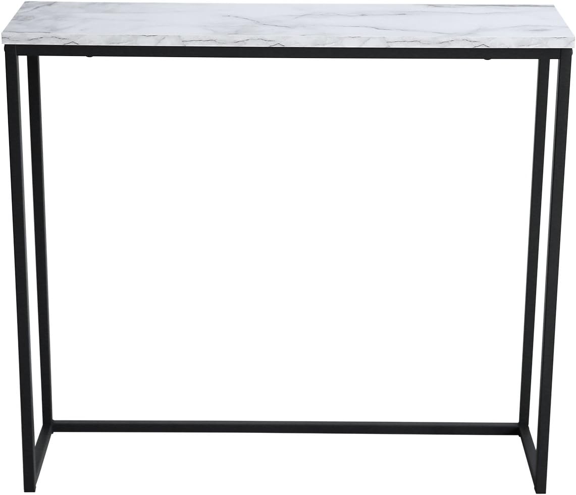 Black Faux Marble Console Table with Metal Frame D58943