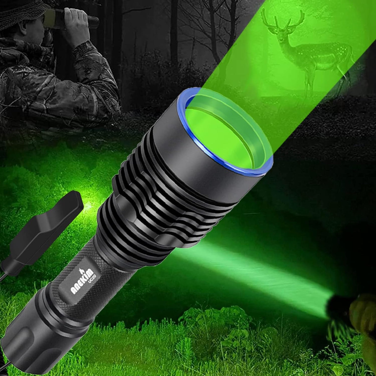 Green Tactical Flashlight with Picatinny Mount B985