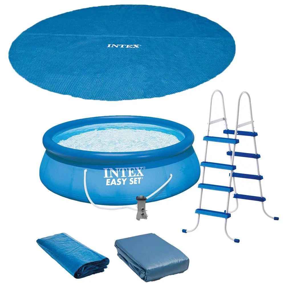 15ft x 48in Inflatable Above Ground Pool with Pump and Solar Cover X73394