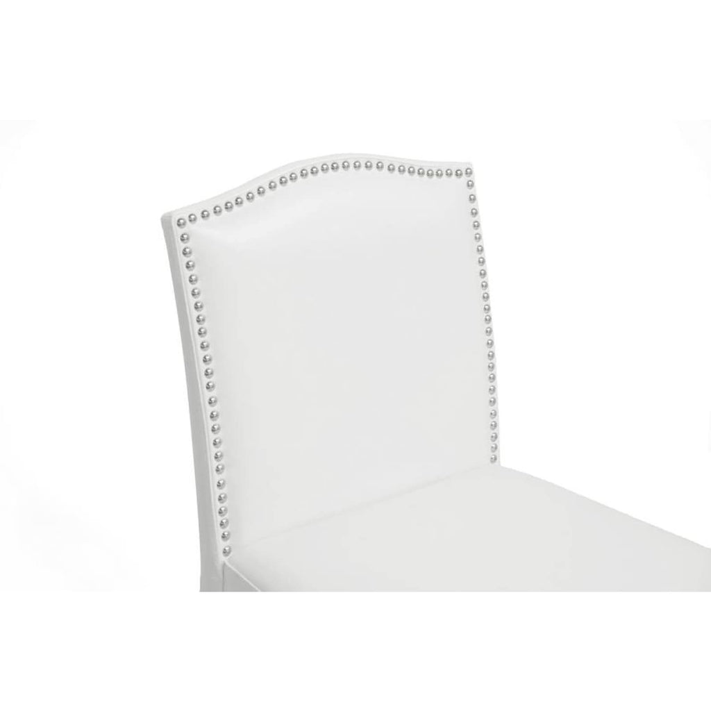 White Modern Bar Stool with Nail Head Trim (Set of 2) W556806