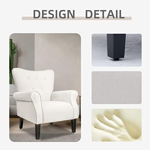 Beige Fabric High Backrest Accent Chair U71071
