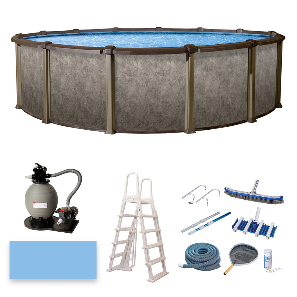 24-ft Round 54-in Deep Metal Wall Swimming Pool A900425
