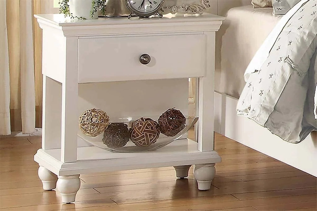 White 6pc Full Size Bedroom Set with Dresser Mirror Nightstands Chest H926