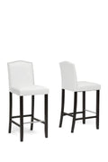 White Modern Bar Stool with Nail Head Trim (Set of 2) W556806