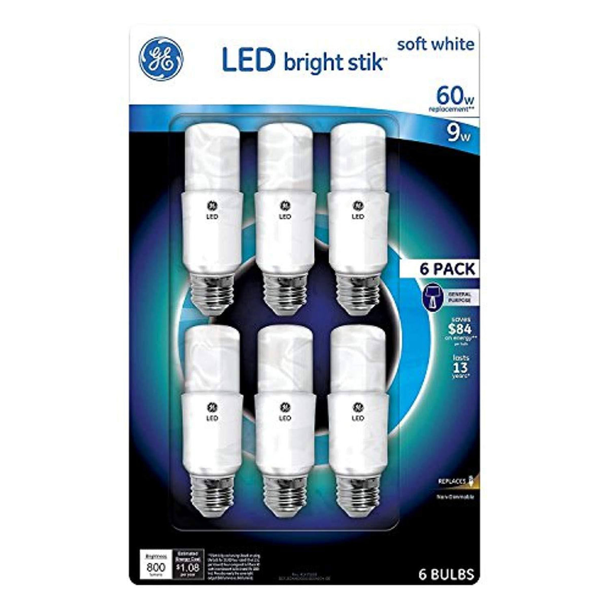9 Watt Non-Dimmable 2700K LED Bulb, 6-Pack H20863