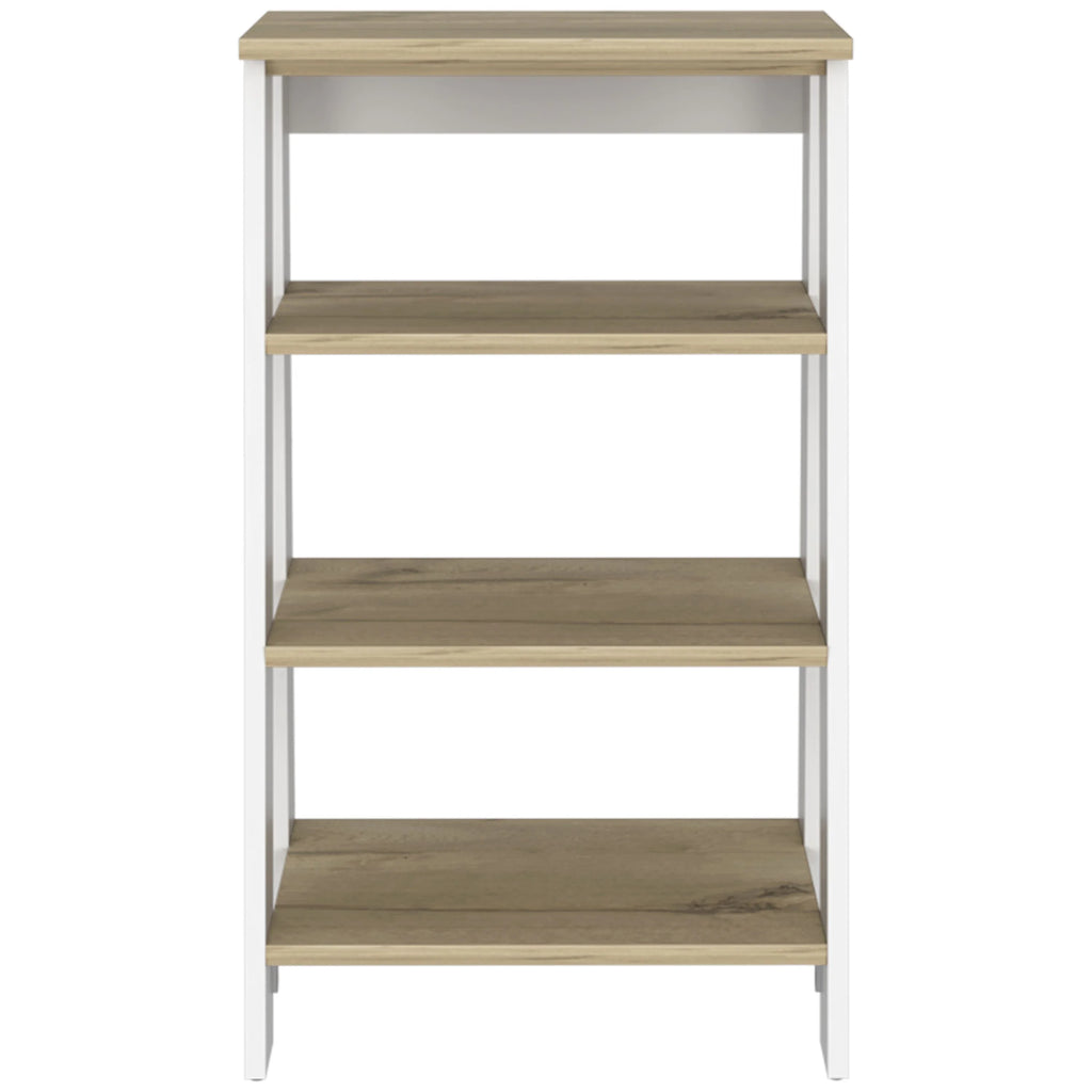 4-Shelf Linen Cabinet Light Oak and White E483150