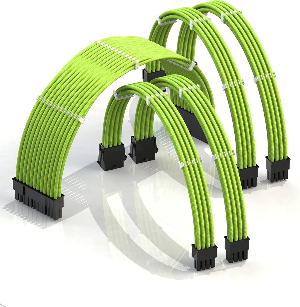 50cm Sleeved PSU Cable Extension Kit with Comb, Red Black, 24 P (20+4), 8 P CPU, 8 P GPU, 500mm, Pack of 2 F267
