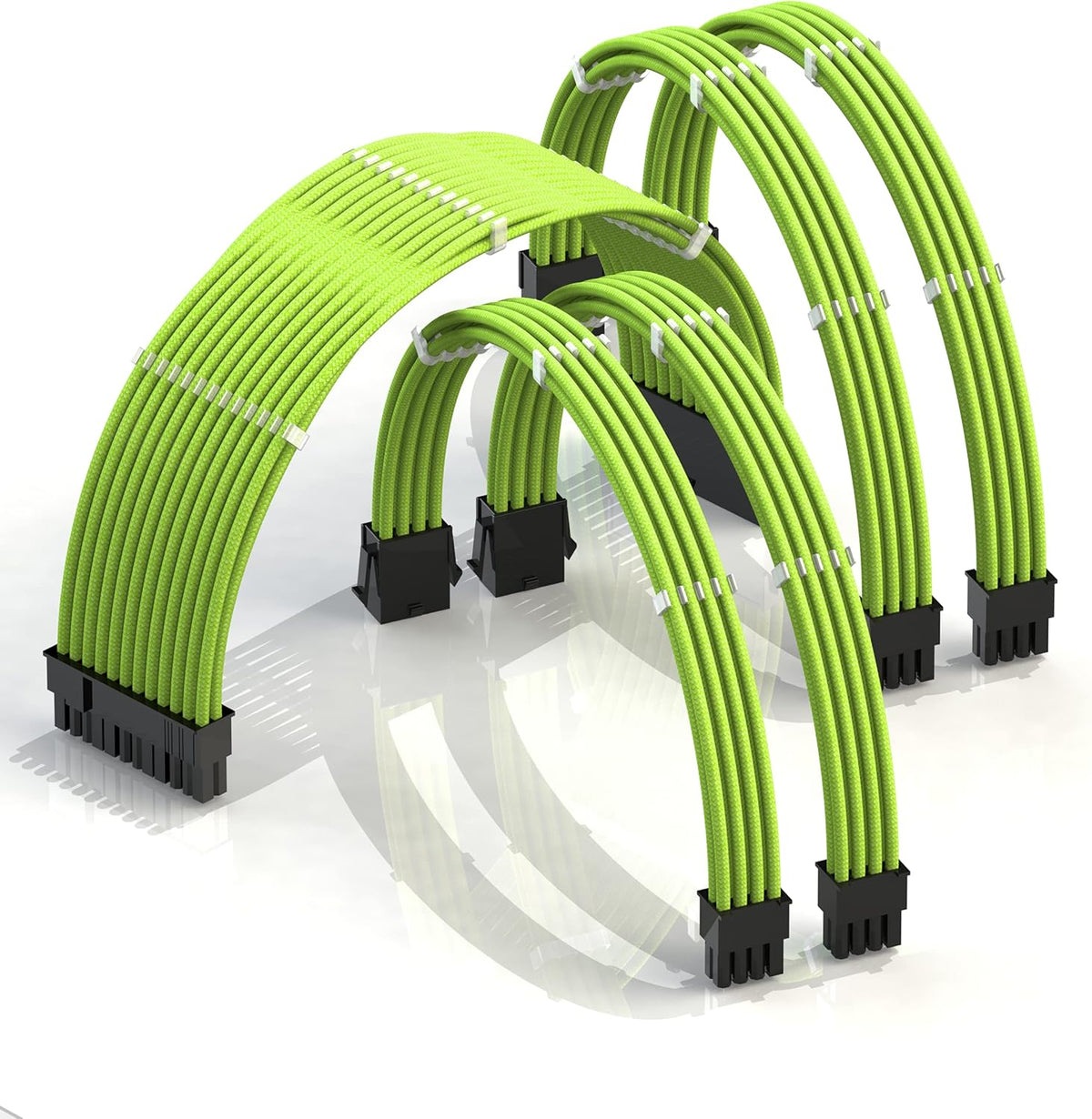 50cm Sleeved PSU Cable Extension Kit with Comb, Red Black, 24 P (20+4), 8 P CPU, 8 P GPU, 500mm, Pack of 2 F267