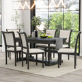 Black 6 Piece Upholstered Dining Table Set T872