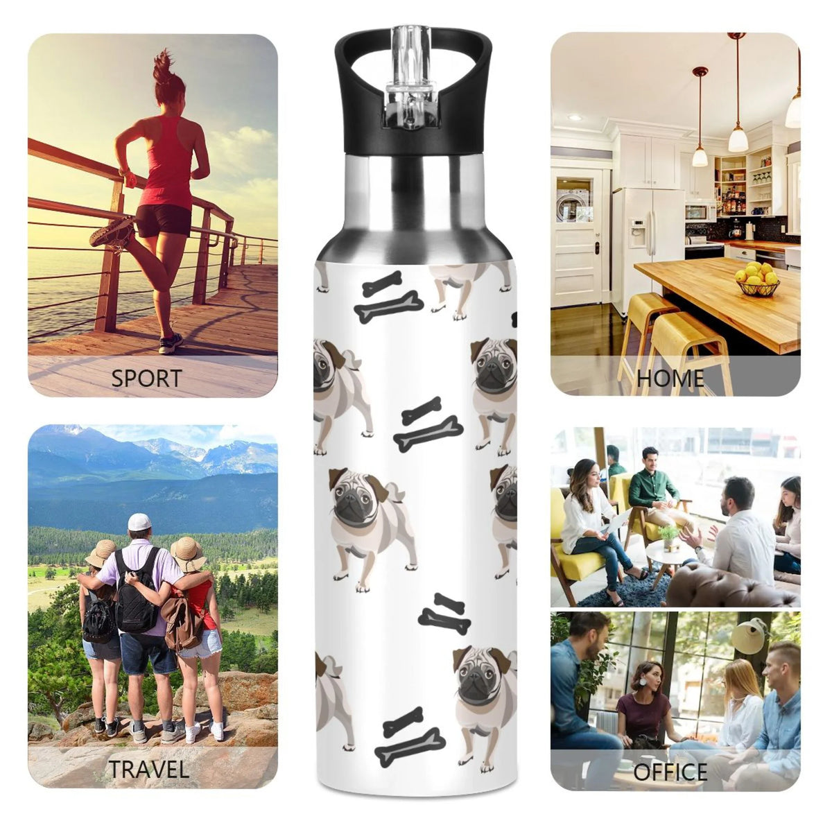 Stainless Steel Insulated Water Bottle with Straw Lid X606