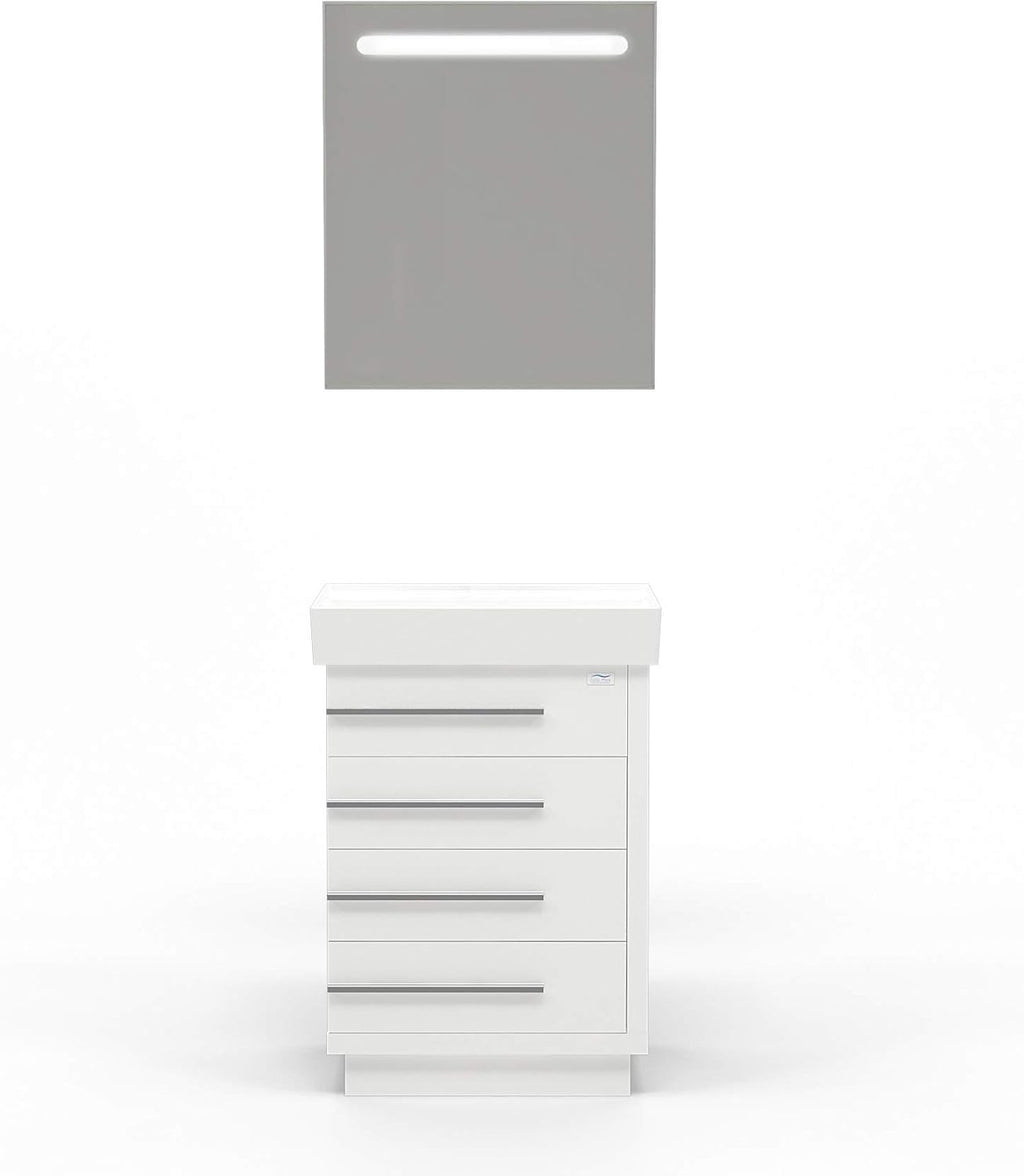 24 Inch Single Sink Bathroom Vanity Wood Soft Closing Drawers Ceramic Sink Combo Set Glossy Grey X582