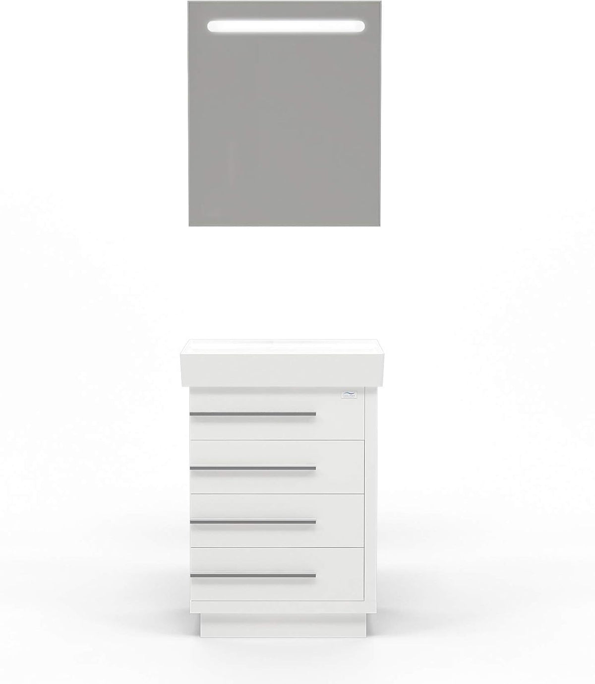 24 Inch Single Sink Bathroom Vanity Wood Soft Closing Drawers Ceramic Sink Combo Set Glossy Grey X582