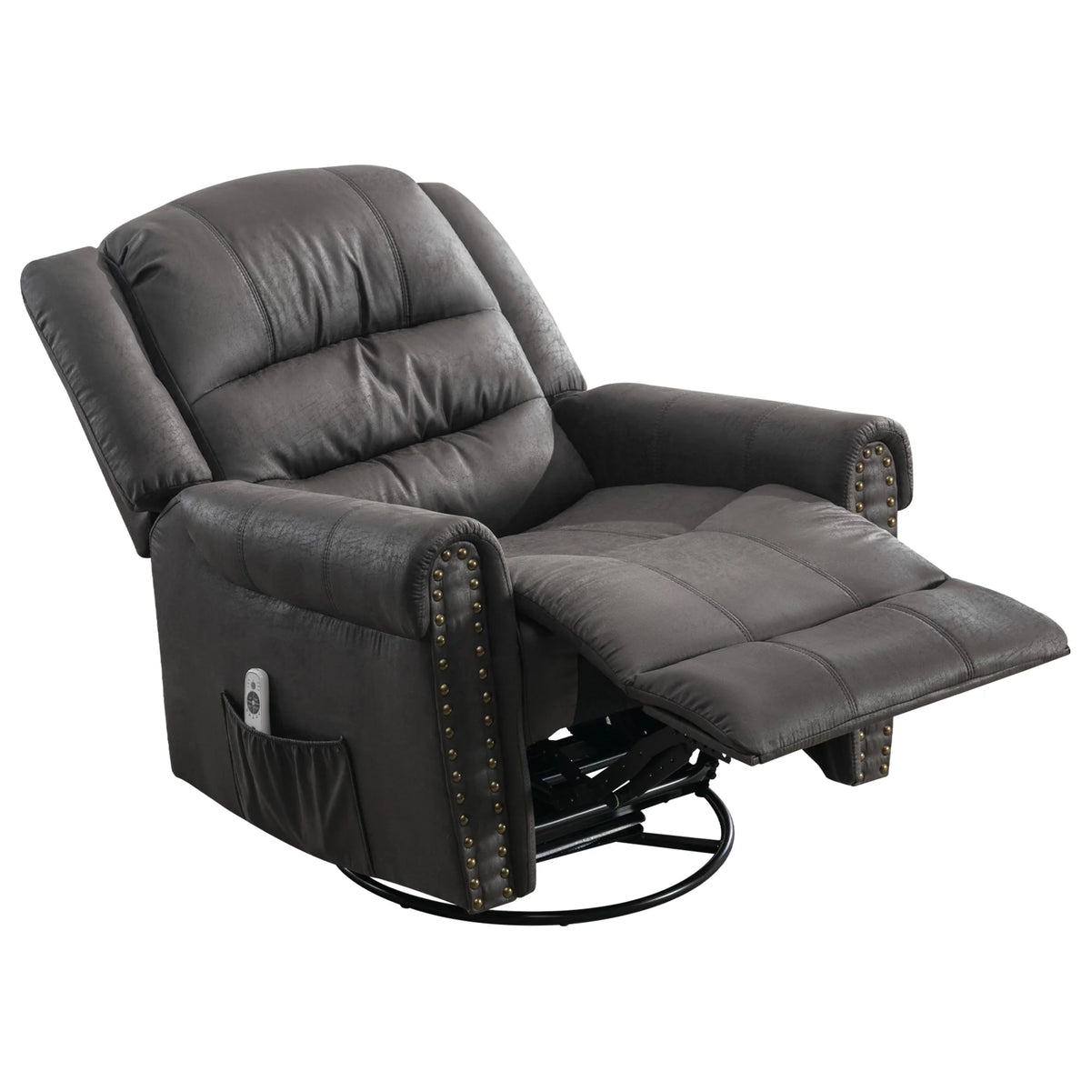 Gray PU Leather Swivel Recliner Chair with Massage and Heat Y7770