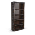 75.5" 5-shelf Farmhouse Wood Bookcase in Dark Brown X6237