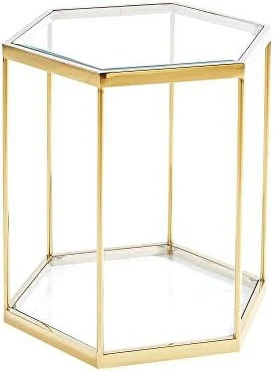 Round Clear Glass End Table with Chrome Legs S87106