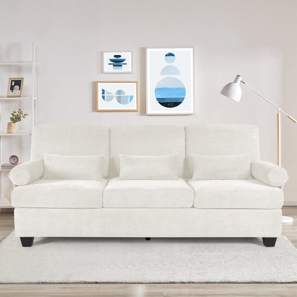82" 3-seat Deep Seat Sofa with 3 Soft Pillows L600