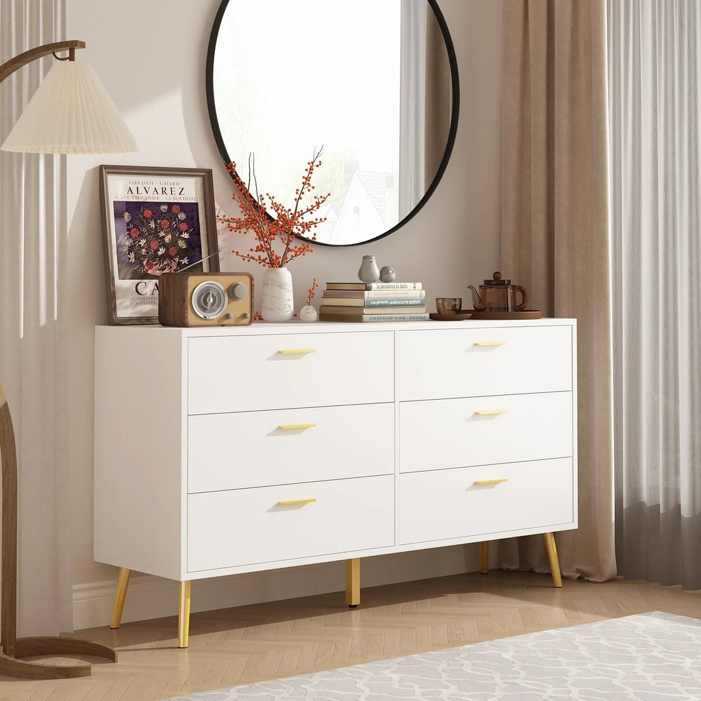 White 6 Drawer Dresser C670946