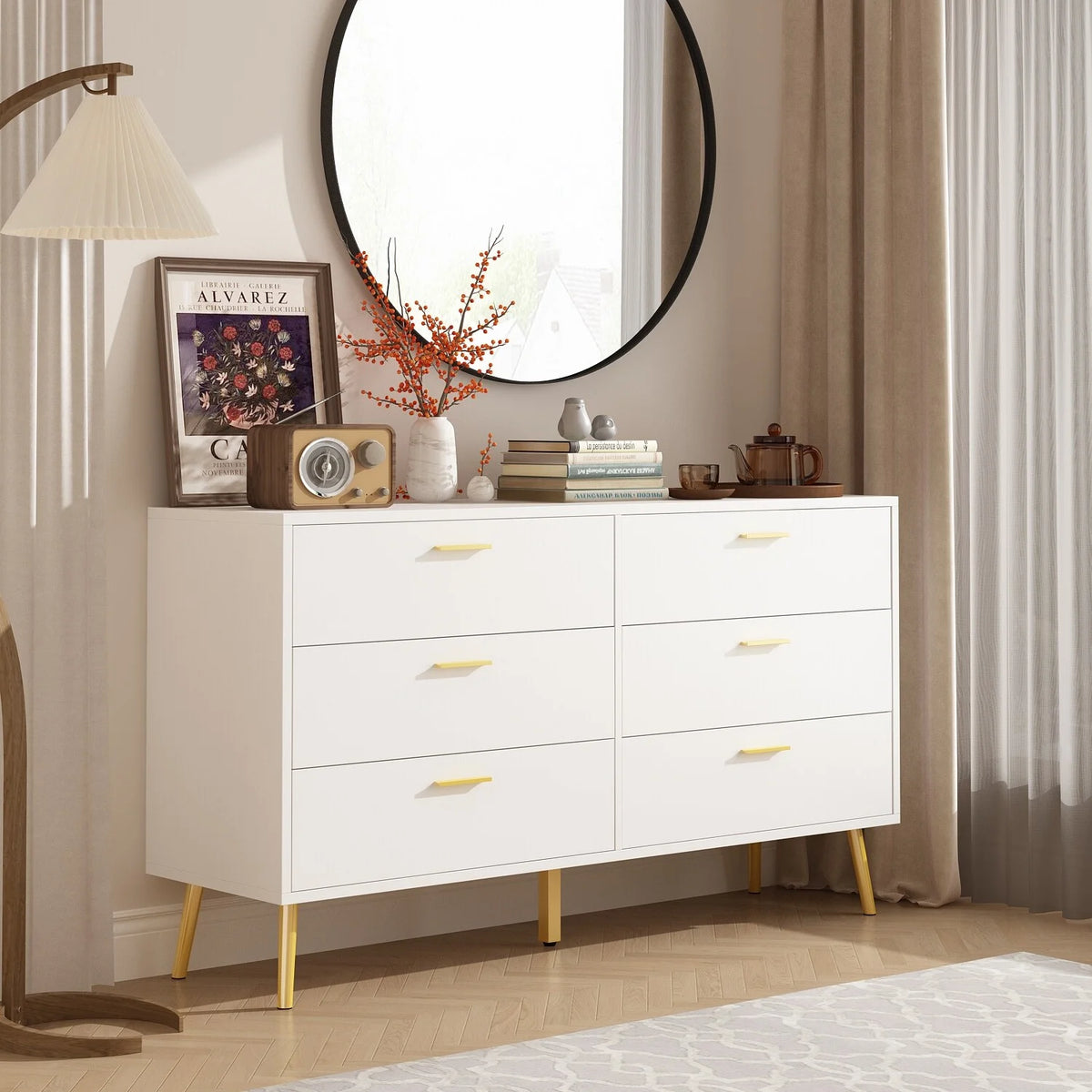 White 6 Drawer Dresser C670946