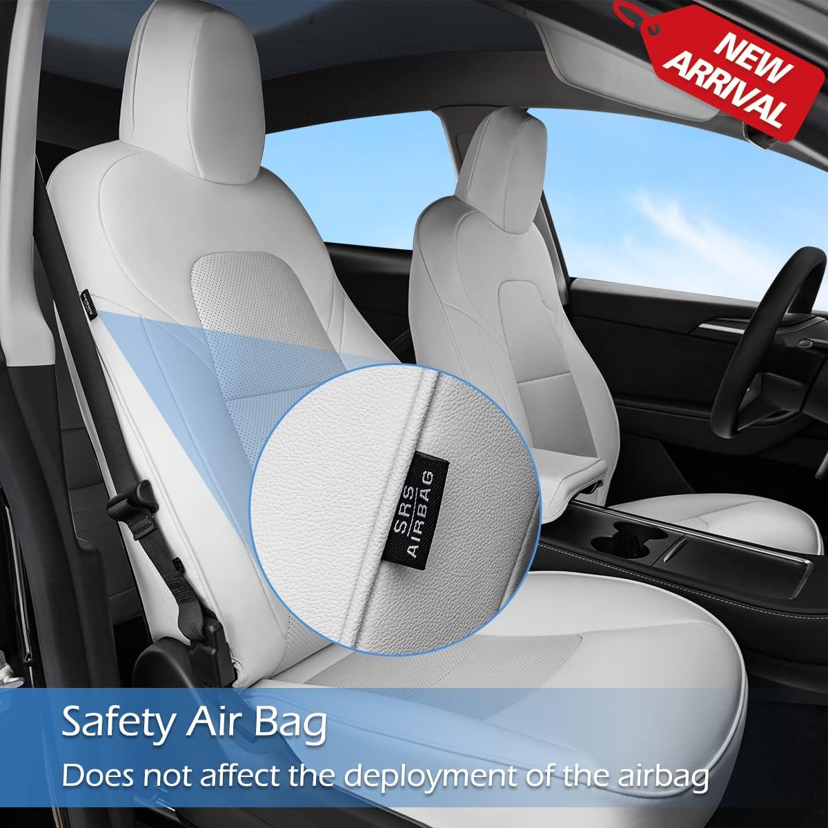 Red White Black and White Full Set Car Leather Seat Covers S158829