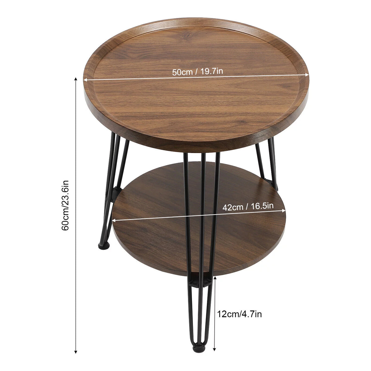 Round End Table with Storage Shelf Metal Leg O50369