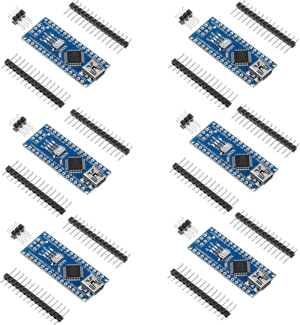 6 Pieces ATmega328P Nano Board with Pin Headers L2984