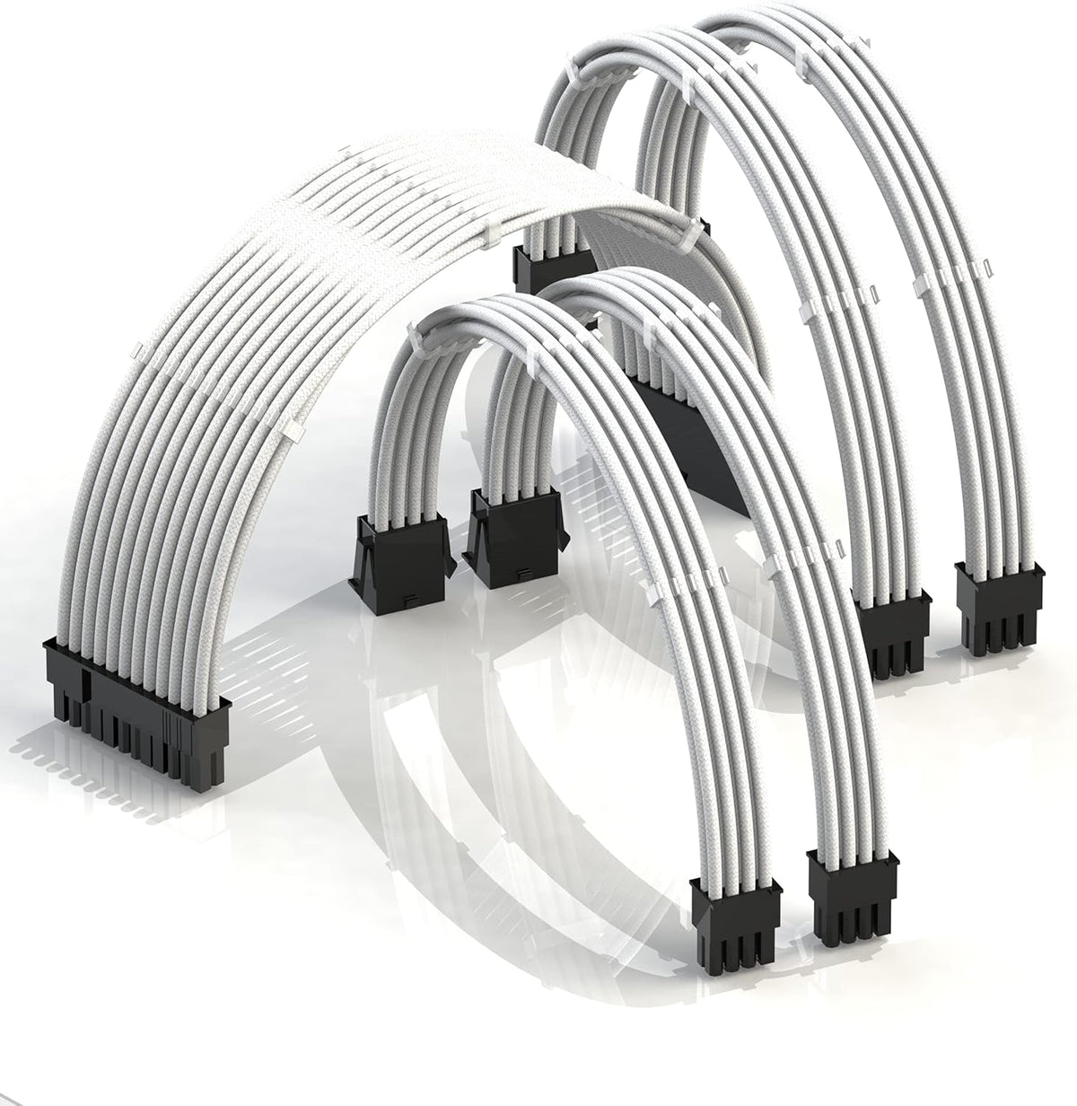 50cm Sleeved PSU Cable Extension Kit with Comb, Red Black, 24 P (20+4), 8 P CPU, 8 P GPU, 500mm, Pack of 2 F267
