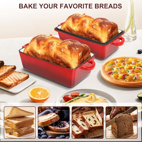 9x5 Inch Enameled Cast Iron Loaf Pan with Lid Q30591