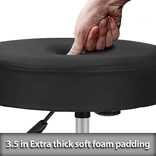 Black Adjustable Hydraulic Rolling Salon Stool Chair with Back P921625