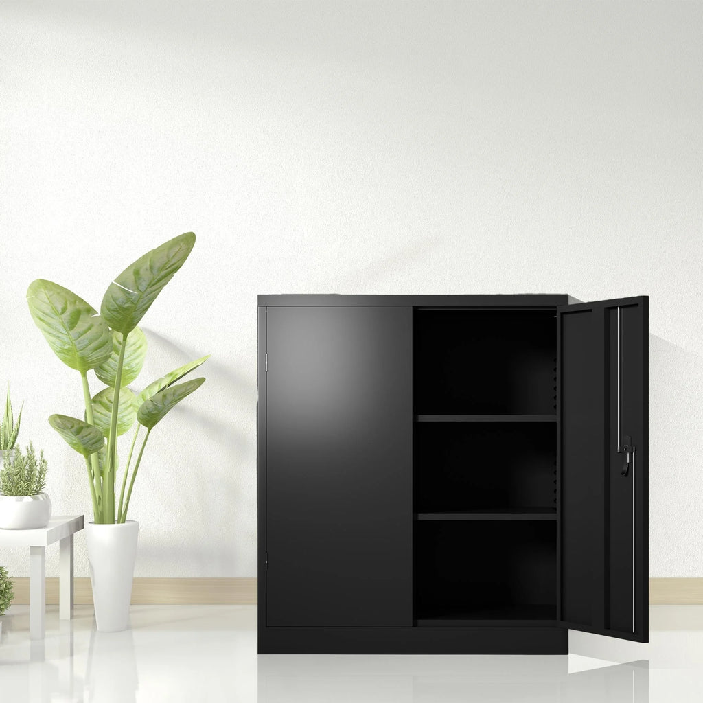 Lockable Metal Storage Cabinet with 2 Doors and 2 Shelves J7572