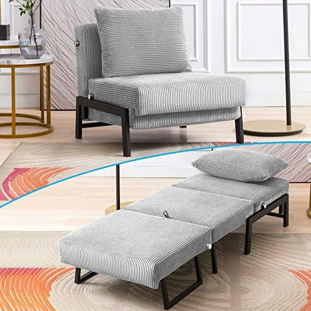 Light Grey Velvet Convertible Futon Sofa Bed M9373
