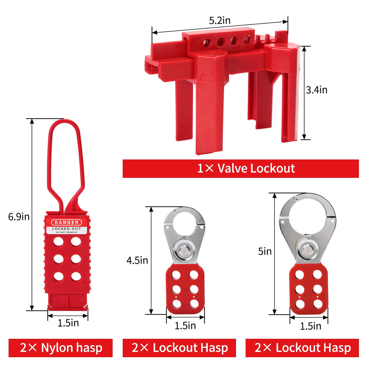 Lockout Tagout Kit with Safety Padlocks, Hasp, Breaker Lockout, Ball Valve Lockout, Steel Cable Lockout, Plug, Valve Lockout, Tags P31119