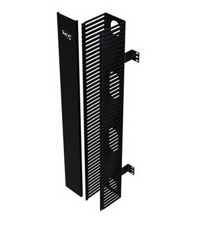 Black PVC Vertical Cable Management Panel O117