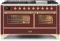 60 Dual Fuel Natural Gas Range Burgundy Brass Trim U635