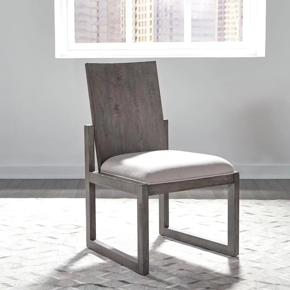 Panel Back Side Chair Set of 2 Grey N84094